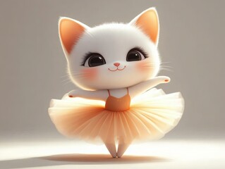 Cute Kitten Ballerina Dancing with Graceful Pose