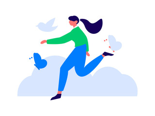People exercising healthy running vector internet operation illustration
