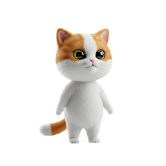 Cartoon Cat Standing Isolated on Transparent Background