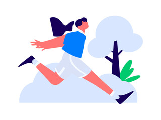 People exercising healthy running vector internet operation illustration
