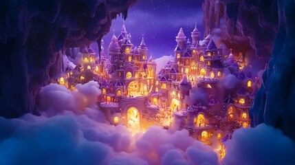 Obraz premium Fantasy city floating in clouds