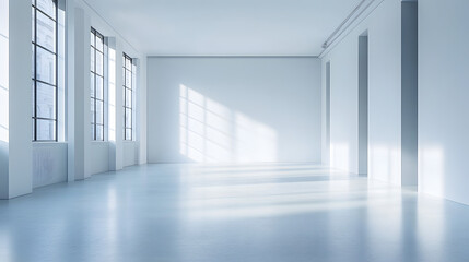 Bright minimalist studio space urban setting interior photography contemporary design natural light