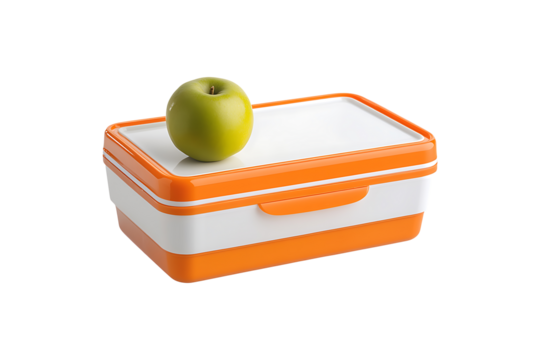 An Orange and White Lunch Box isolated on transparent background
