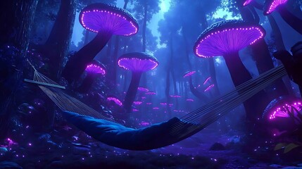 Fantasy forest night dreamy scene