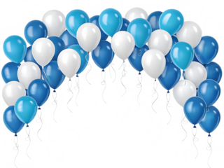 blue and white balloons isolated on white background PNG