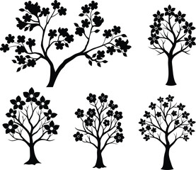 dogwood tree, clip art tree vector, dogwood tree silhouette vector.