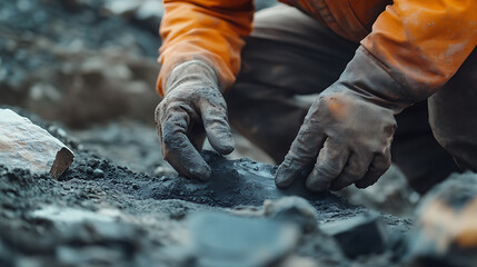 Miner Extracting Coal from the Ground