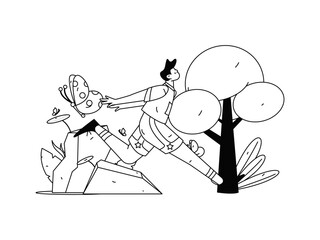 People exercising healthy running vector internet operation illustration
