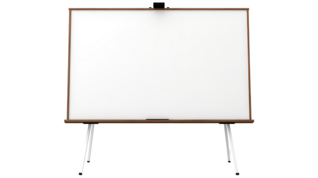 New and Fresh Blank Whiteboard on White Background