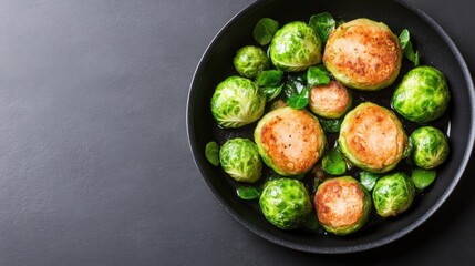 Pan-fried Brussels sprouts with crispy coating