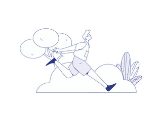 People exercising healthy running vector internet operation illustration
