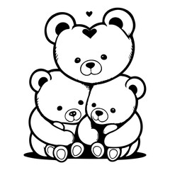 Heartfelt bear hug illustration showcasing unity and adorable affection
