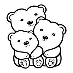 Whimsical bear family illustration with endearing charm and soft features