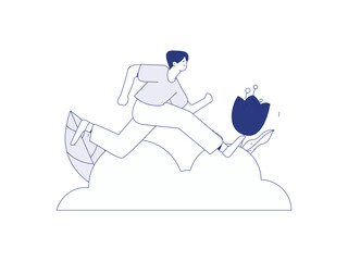 People exercising healthy running vector internet operation illustration
