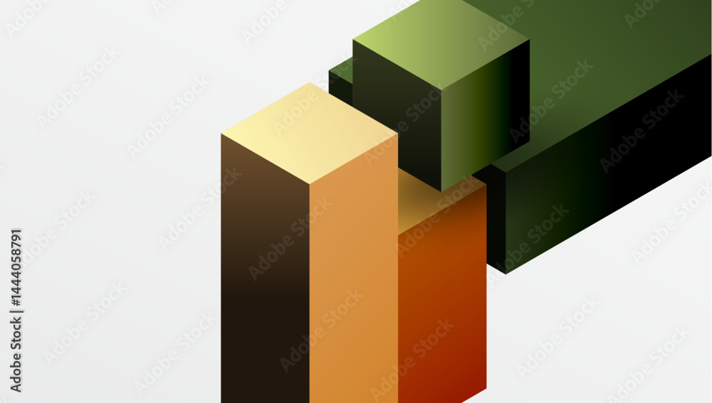 Aufkleber abstract geometric composition. cubes overlap, creating shadows, gradients. minimalist design, warm 