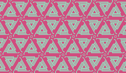 Vector layout with curved line, illusion triangles. Abstract hipster pattern. For your wallpaper, advert, banner, poster. Cherry color.