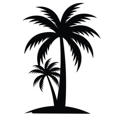 Palm tree icon. Abstract line beach logo. Shape hand draw. Vector illustration . plam Tree Vector Icon in Minimal Line Art.