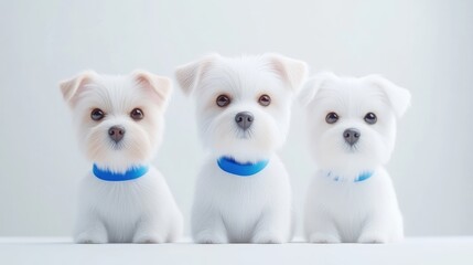 Three adorable, small white dogs