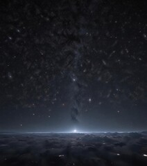 Fototapeta premium Deep black velvet sky, millions of stars glittering, immense scale , cosmic dust, cosmic