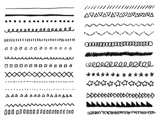 手描きあしらいセット　ライン　モノクロ　パターン