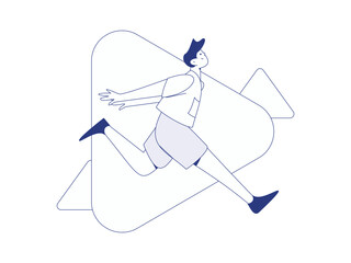 People exercising healthy running vector internet operation illustration
