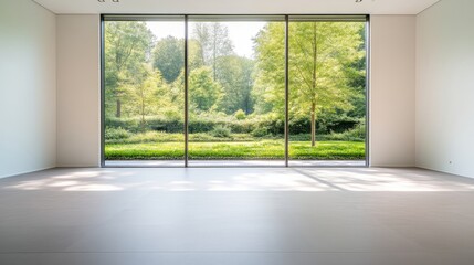 Spacious modern room with large garden view