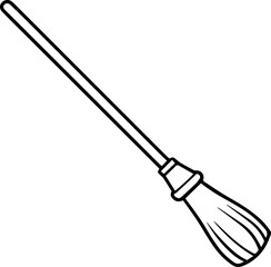 broom outline vector illustration line art coloring book page