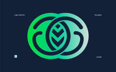 This logo features a sleek monoline design, where the letters GG are connected and the slices create a leaf shape. Perfect for eco-conscious retail, fashion, home appliances or other creative product.