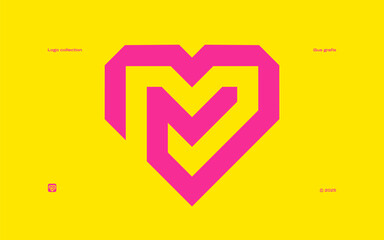 The logo combines letter M with a heart shape, creating a stylish and geometric design that exudes modernity and creativity. Trendy and youthful for a brand that targets a fresh and vibrant audience.