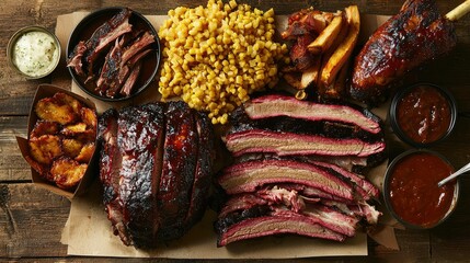A BBQ restaurant that celebrates the regional BBQ styles of the U.S., with distinct sections for Texas, Kansas City, Memphis, and Carolina BBQ.
