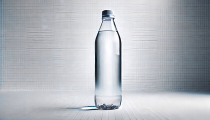 Clear Plastic Water Bottle on Minimalist Background for Hydration and Packaging Concepts