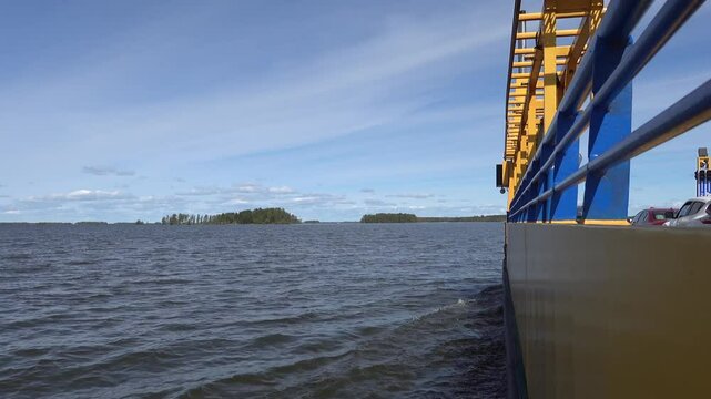 Hampetorp, Sweden A small car ferry crosses the Hjalmaren Lake to Vindo island. 