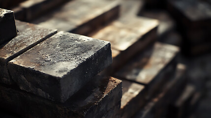 Stacked Metal Ingots in Industrial Setting