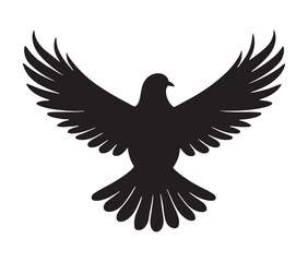 Obraz premium Flying dove of peace. Minimal black dove silhouette