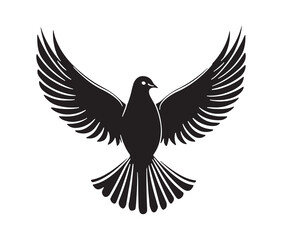 Obraz premium Flying dove of peace. Minimal black dove silhouette
