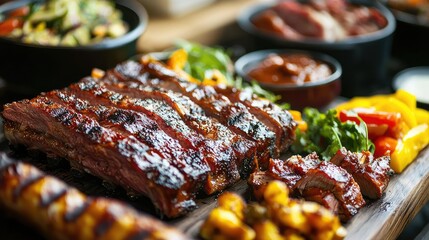 A BBQ restaurant with a farm-to-table concept, showcasing locally sourced meats and produce for a fresh and sustainable BBQ experience.