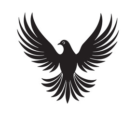 Obraz premium Flying dove of peace. Minimal black dove silhouette