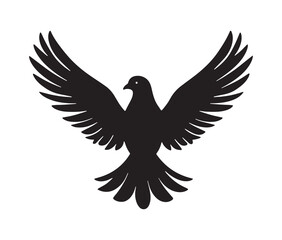 Obraz premium Flying dove of peace. Minimal black dove silhouette