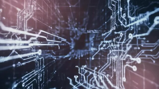 Abstract glowing circuit board lines, technology concept for futuristic digital background