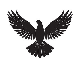 Obraz premium Flying dove of peace. Minimal black dove silhouette