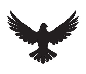 Obraz premium Flying dove of peace. Minimal black dove silhouette