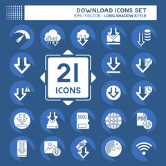 Icon Set Download. related to Education symbol. long shadow style. design editable