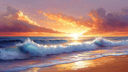 Fototapeta premium Beautiful scene of sunset by the sea