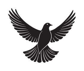 Fototapeta premium Flying dove of peace. Minimal black dove silhouette