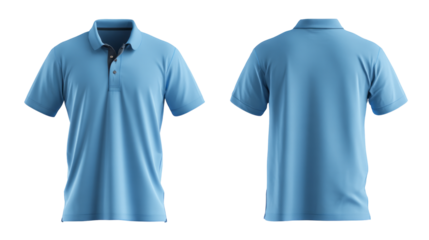 a light blue polo shirt isolated, transparent background