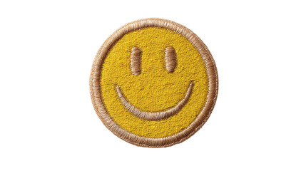 Happy face patch isolated, transparent background