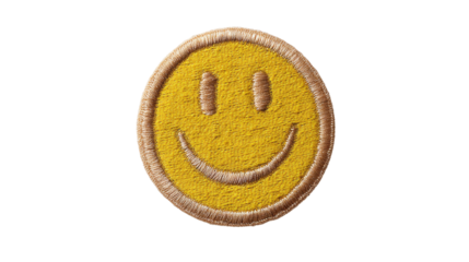 Happy face patch isolated, transparent background