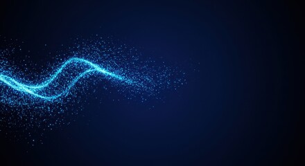 Abstract Blue Light Particle Wave Abstract Background Digital Art Design