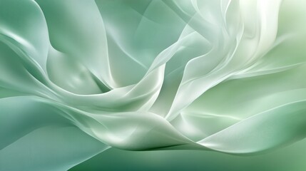 Obraz premium Delicate, flowing mint-green fabric drapes in soft, elegant folds.