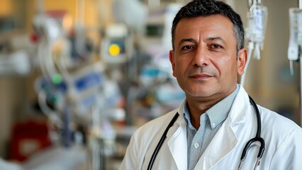 Fototapeta premium Portrait of a Confident Doctor in a Hospital